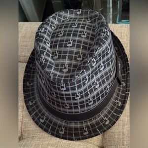 Fender Black and Gray Fedora Music Notes Hat
